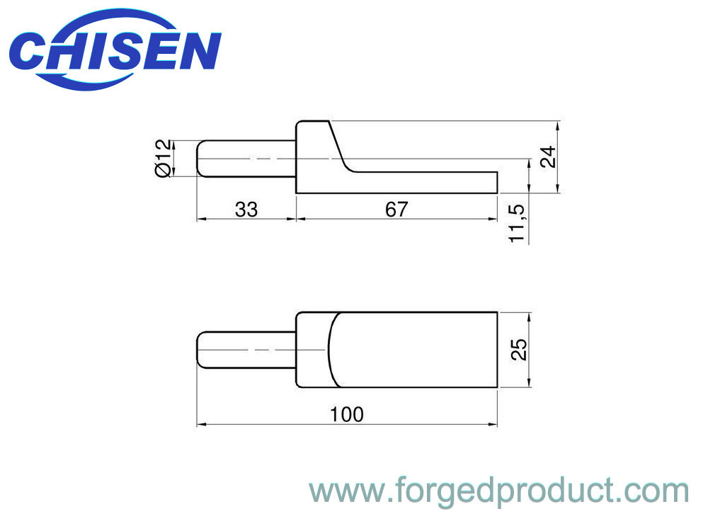 Hinge Pin To Weld 12mm, Drop Forged, Zinc Plated Diagram