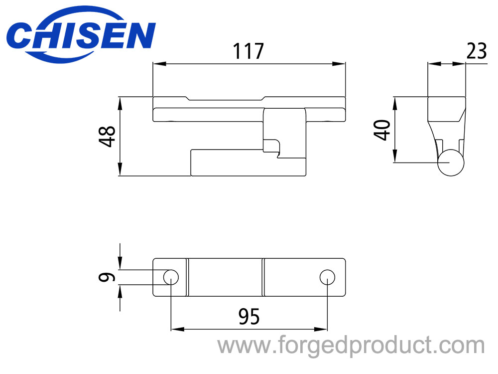 Sideboard Hinge TIR, Zinc Plated, Diagram